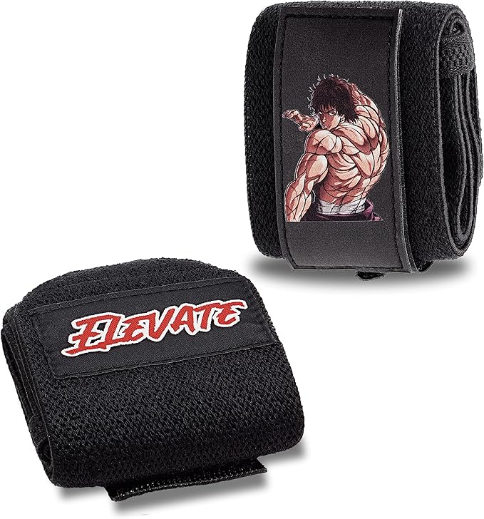 Baki Anime Wrist Wraps (19" Premium Quality) for Powerlifting, Bodybuilding, Weight Lifting - Wrist Support Braces, bench press, gym accessories, gym stuff, lifting accessories, weightlifting straps