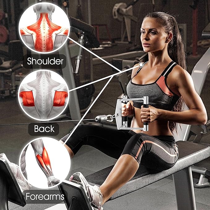 Yes4All Tricep Press Down Cable Machine Attachment Set, LAT Pulldown Attachment, Cable Machine Accessories for Home Gym
